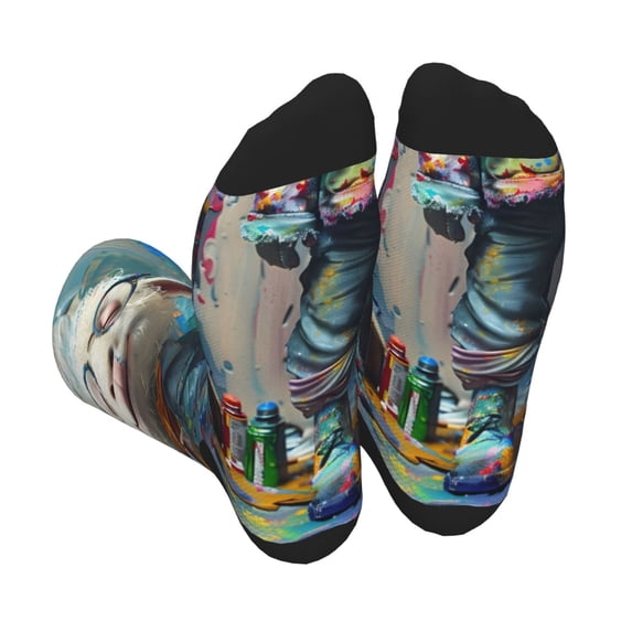 Rocae Whimsical Goat Artist for Adult Socks Casual Athletic Stretchy Loose Socks for Women Men Non-Slip Middle Tube Socks