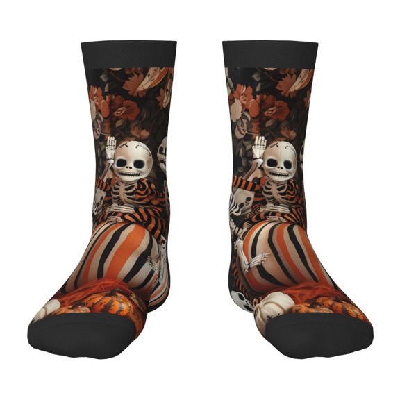 Rocae Whimsical Halloween Skeletons for Girls Boys Crew Socks,Children's Socks, Kids Socks, Toddler Socks: Daily Wear with Kids School Uniform