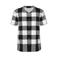 thumbnail image 1 of Rocae White And Black Plaid for Breathable Men's Baseball T-Shirt Fashionable Casual Baseball Jersey, Moisture-wicking Sportswear Small, 1 of 9