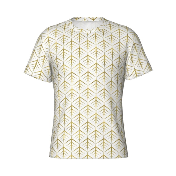 Rocae White And Gold Geometry for Men's Moisture-Wicking Crew Tee - T-Shirt for Sports, Outdoor Activities, and Casual WearXX-Large