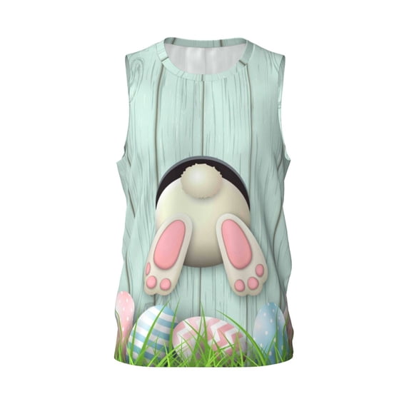 Rocae White Bunny Bottom And Easter Eggs for Men's Basketball Jersey Lightweight and Breathable Athletic Tank Top,Quick-Drying Sports Jersey Small