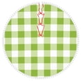 thumbnail image 1 of Rocae White Green Plaid for Christmas Tree Skirt with Pom Pom Trim for Holiday Party for Holiday Home Decor Indoor Outdoor-30", 1 of 7