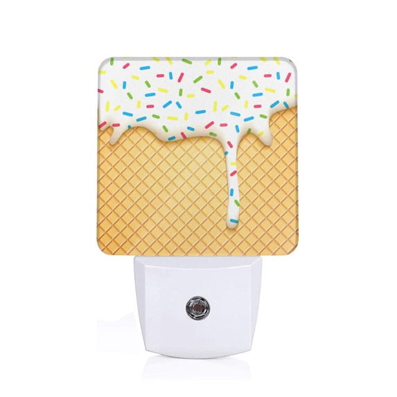 Rocae White Ice Cream for 0.5W Plug in Night Light, Dusk to Dawn, Bright Nightlight Auto-On/Off-US