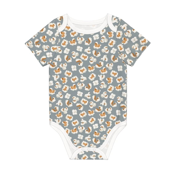 Rocae White Popcorn for Baby Climbing Clothes Soft Baby Romper for Active Infants Comfortable and Breathable Crawling Jumpsuit Unisex Baby Outfit 6 Months