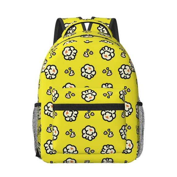 Rocae White Popcorn for Comfortable Student Backpack - Lightweight ,Durable School Bag Ideal for Middle School, High School, and College
