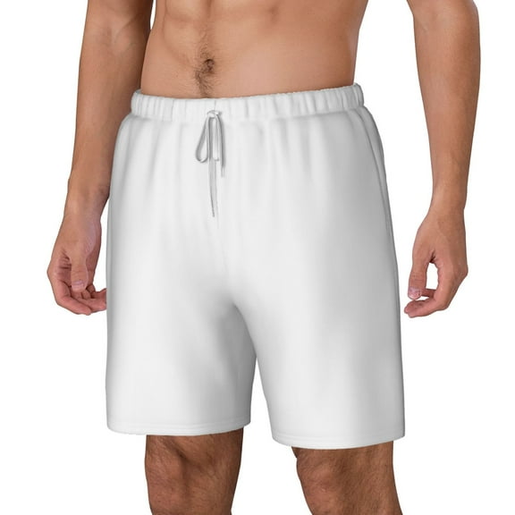 Rocae White for Men's Swim Trunks Quick Dry With Two Side Pockets and One Lined Patch PocketSmall