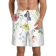 thumbnail image 1 of Rocae Wildflowers for Men's Beach Shorts Casual Elastic Waist Drawstring Summer Beach Shorts,S-3XL-Small, 1 of 6