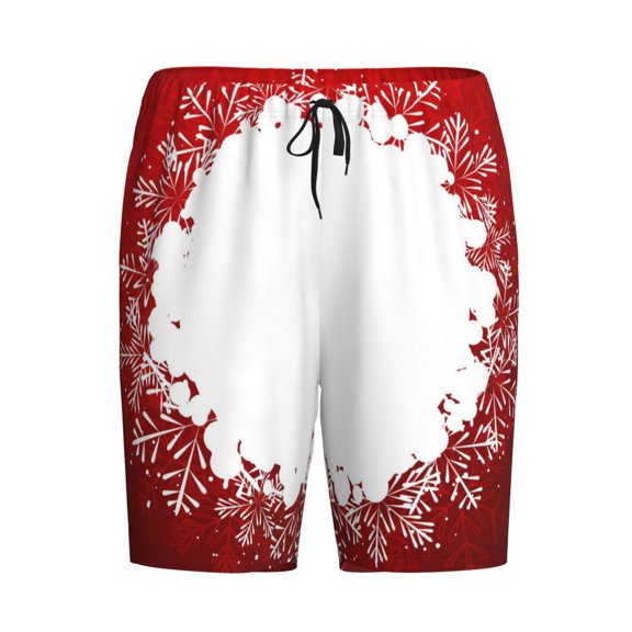 Rocae Winter Christmas Snowflake for Men's Soft Sleep Pajama Shorts, Waistband and Pockets