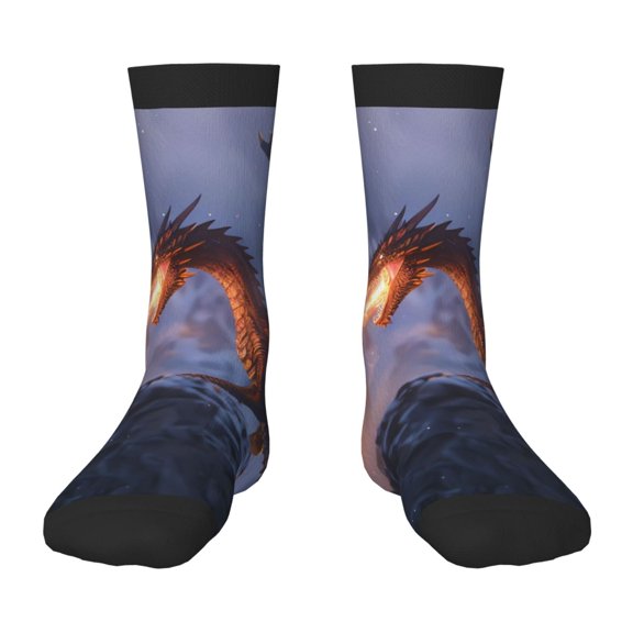 Rocae Winter Fire Dragon for Girls Boys Crew Socks,Children's Socks, Kids Socks, Toddler Socks: Daily Wear with Kids School Uniform