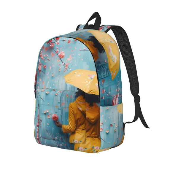 Rocae Woman Under Blossoming Tree for Canvas College Laptop Backpack for Men Women -Small