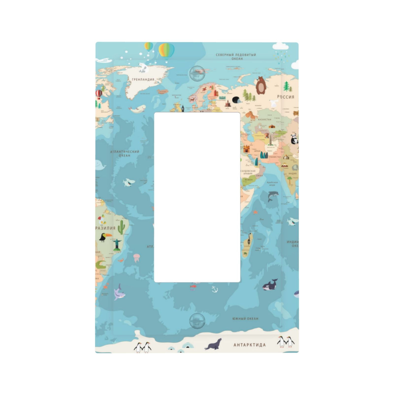 Rocae World Map With Animals 1 for Decorator Light Switch or Receptacle ...