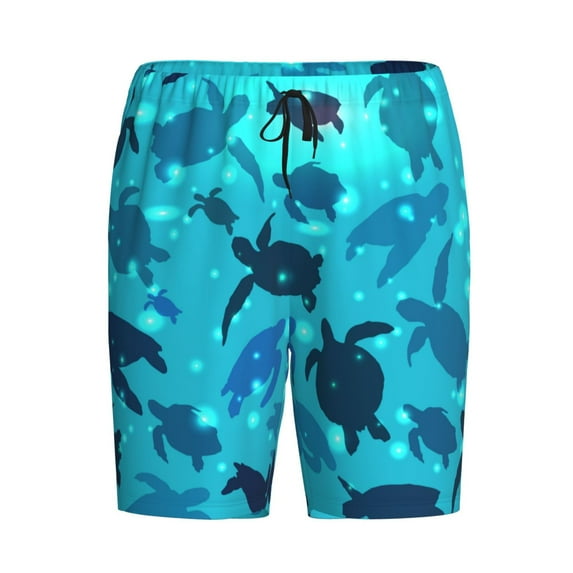 Rocae World Turtle Day for Men's Soft Sleep Pajama Shorts, Waistband and Pockets