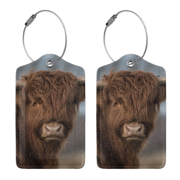 Rocae Yak for Leather Luggage Baggage Tags ID Label Privacy Cover ID Label with Stainless Steel Loop and Address Card