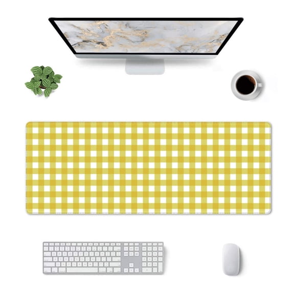 Rocae Yellow Checkboard for Gaming Mouse Pad, Mouse Pad Large, Office Computer Keyboard Mousepad, Keyboard and Mouse Pad with Stitched Edges,31.5 x 11.8 in