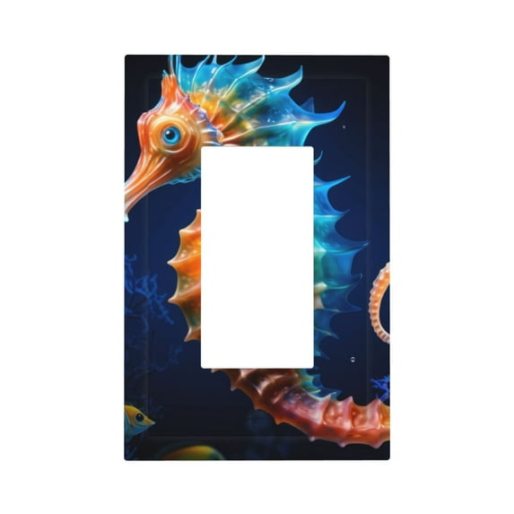 Rocae Yellow Fish Seahorse for Decorator Light Switch or Receptacle Outlet Wall Plate,Polycarbonate Thermoplastic-Style U