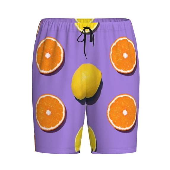 Rocae Yellow Lemon And Orange for Men's Soft Sleep Pajama Shorts, Waistband and Pockets