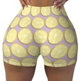 thumbnail image 1 of Rocae Yellow Lemon Slices for Women's Quick-Dry Running Shorts,Ladies Active Athletic Apparel Yoga Workout Gym Running Volleyball Spandex Shorts Small, 1 of 9