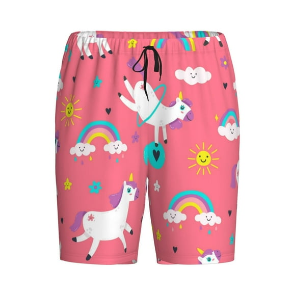 Rocae Yoga Unicorn for Men's Soft Sleep Pajama Shorts, Waistband and Pockets