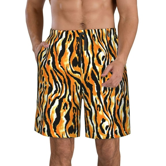 Rocae Zebra for Men's Beach Shorts Casual Elastic Waist Drawstring Summer Beach Shorts,S-3XL-Large