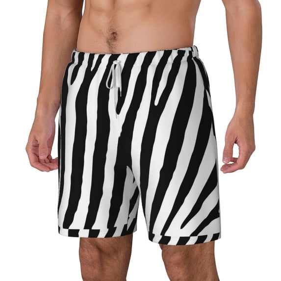 Rocae Zebra for Men's Swim Trunks Quick Dry With Two Side Pockets and One Lined Patch PocketXX-Large