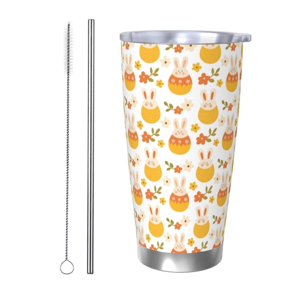 Rocae bunny in Easter eggs for 20 Ounces Stainless Steel Insulted Tumbler Car Cup Drink Mug Inspirational Graduate Present-Straw Two-piece Set