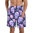 thumbnail image 1 of Rocae crystal Skull flower for Men's Beach Shorts Casual Elastic Waist Drawstring Summer Beach Shorts,S-3XL-X-Large, 1 of 6