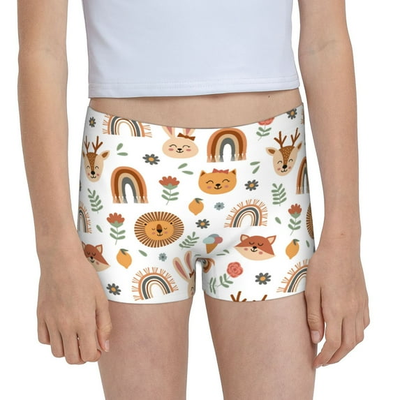 Rocae cute Rainbow Animal for Girls' Cotton Boxer Briefs, Soft Mid-rise Panties-XX-Small