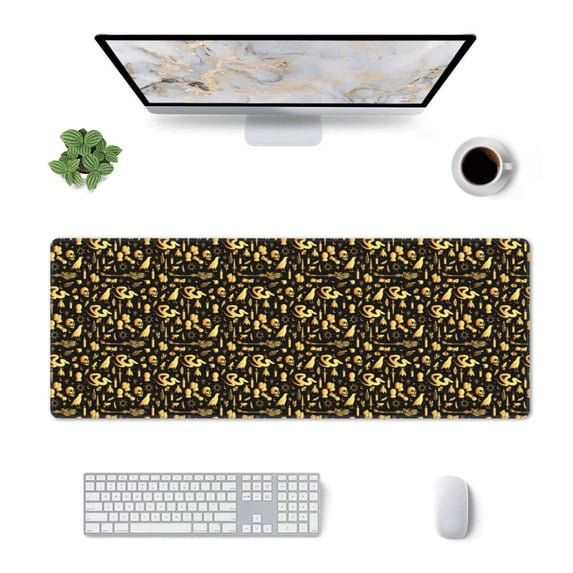 Rocae glod Skull snake bird for Gaming Mouse Pad, Mouse Pad Large, Office Computer Keyboard Mousepad, Keyboard and Mouse Pad with Stitched Edges,31.5 x 11.8 in