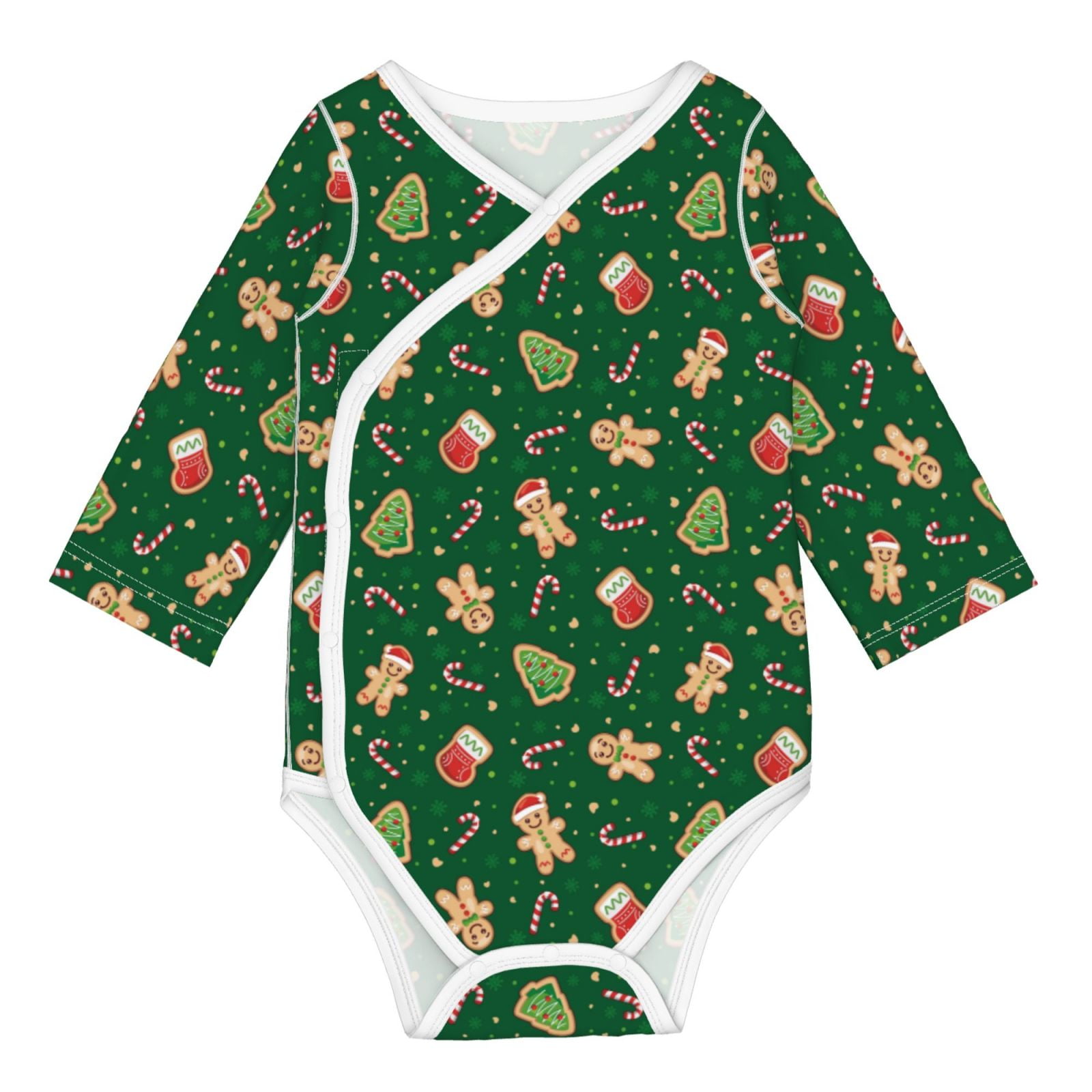 Rocae green Christmas Element for Baby Cotton LongSleeve Bodysuits for
