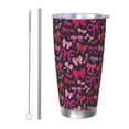 thumbnail image 1 of Rocae pink ribbon bows for 20 Ounces Stainless Steel Insulted Tumbler Car Cup Drink Mug Inspirational Graduate Present-Straw Two-piece Set, 1 of 8
