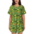 thumbnail image 1 of Rocae traditional Irish colours for Two Piece Sleepwear Pajamas Sets for Women Soft Short-Sleeved Pjs with Lounge Shorts-Large, 1 of 6