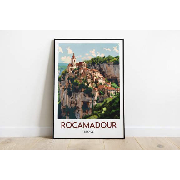 Rocamadour Poster, French Art And Occitan Landscape, Unframed Paper Poster 8x10in
