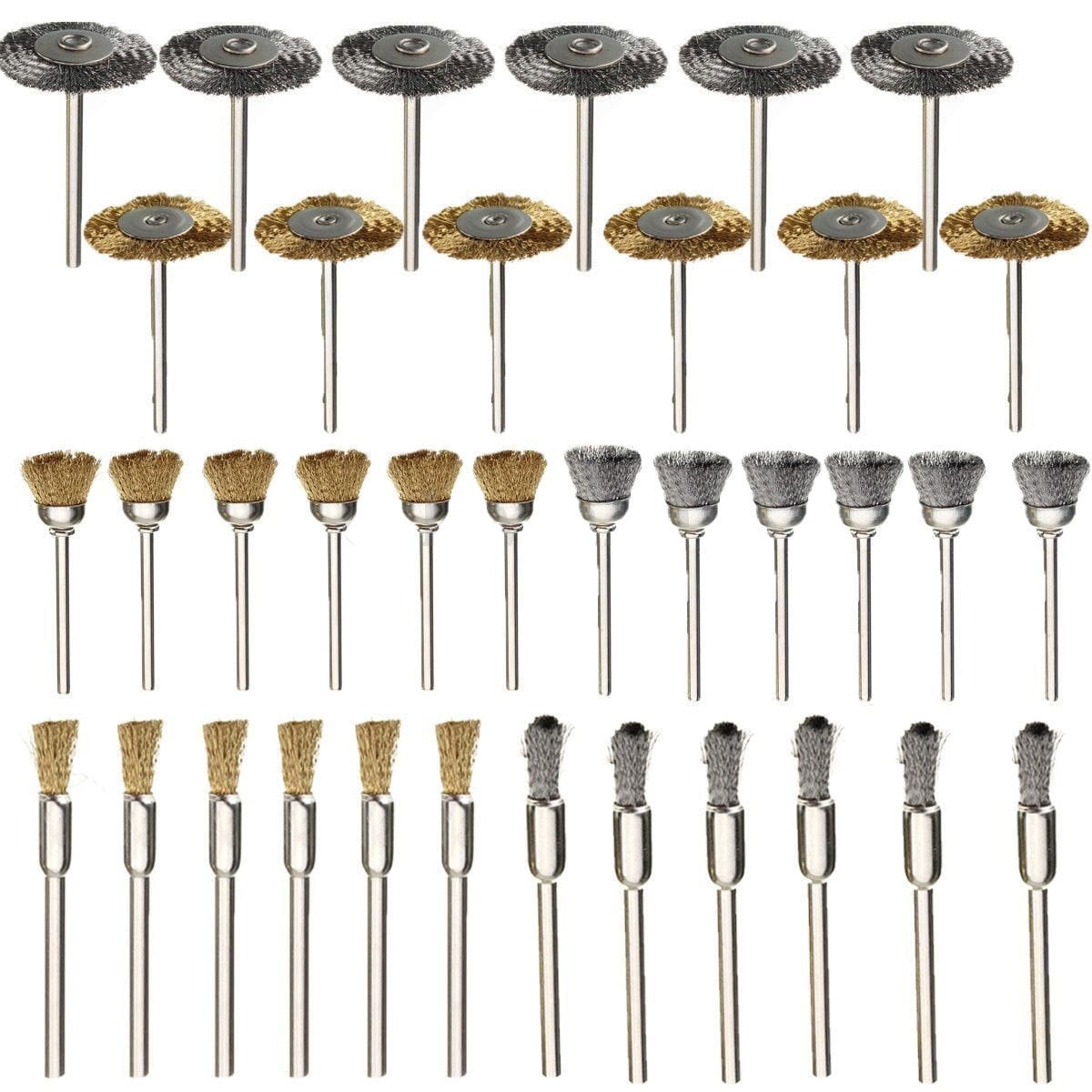 Steel Wire Brass Drill Brush Mini Dremel Drill Polishing Grinding Head  Plated Wheels Brushes Drill Rotary T-shaped Accessories
