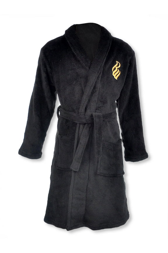 Boys Removable Belt Plush Bathrobe, Black