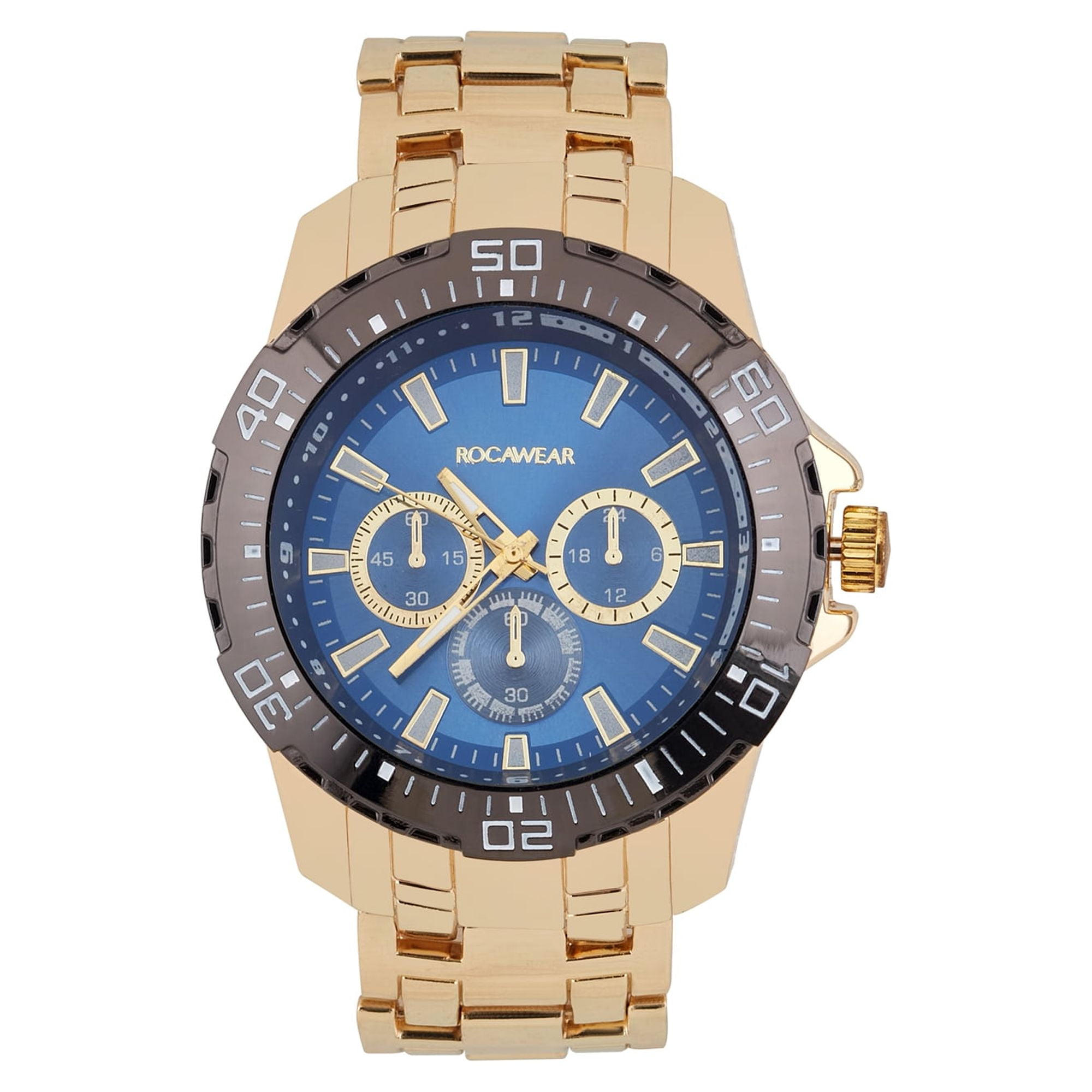Rocawear Men's Chronograph Quartz Metal Strap Analog Watch Rocawear Men's Chronograph Quartz Metal Strap Analog Watch