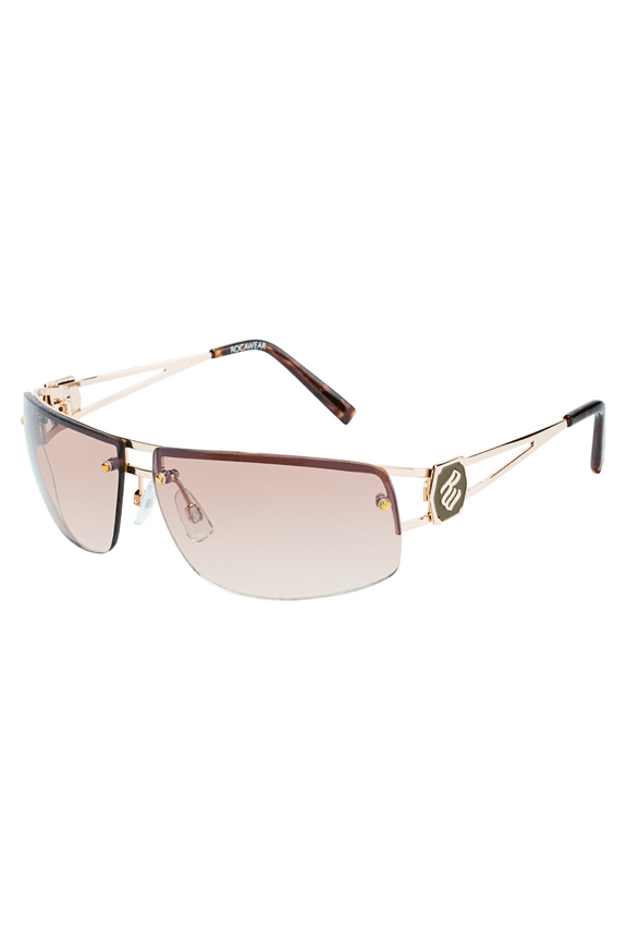 Men's R1022 Metal Wrap UV400 Protective Rectangular Fashion Sunglasses, 63mm