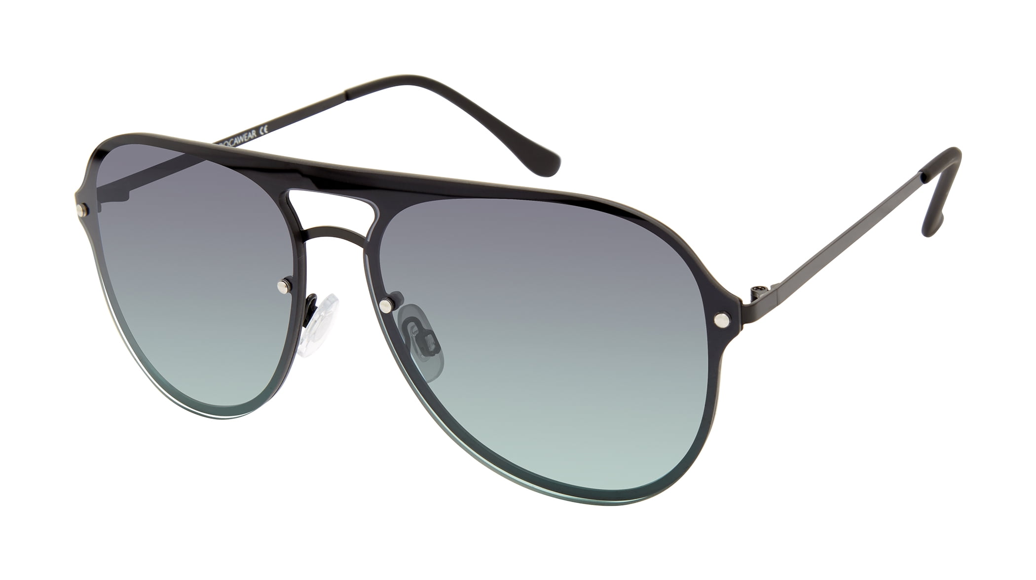 Rocawear Men's R1522 Metal Shield UV400 Protective Aviator Pilot Fashion Sunglasses, 150mm