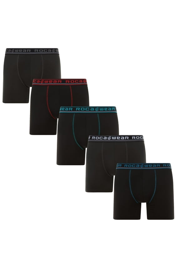 Men's Soft Micro Modal 5 Pack Athletic Comfort Fit Underwear, Sport Stretch Performance Breathable Cool Dry Pouch Support Boxer Briefs for Men , Grey/Black, Large