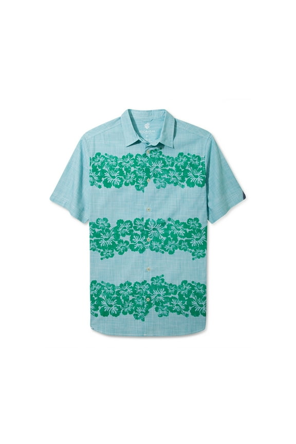Mens Hawaiian Short Sleeve Button Down Shirt (Medium, Tropical Green)