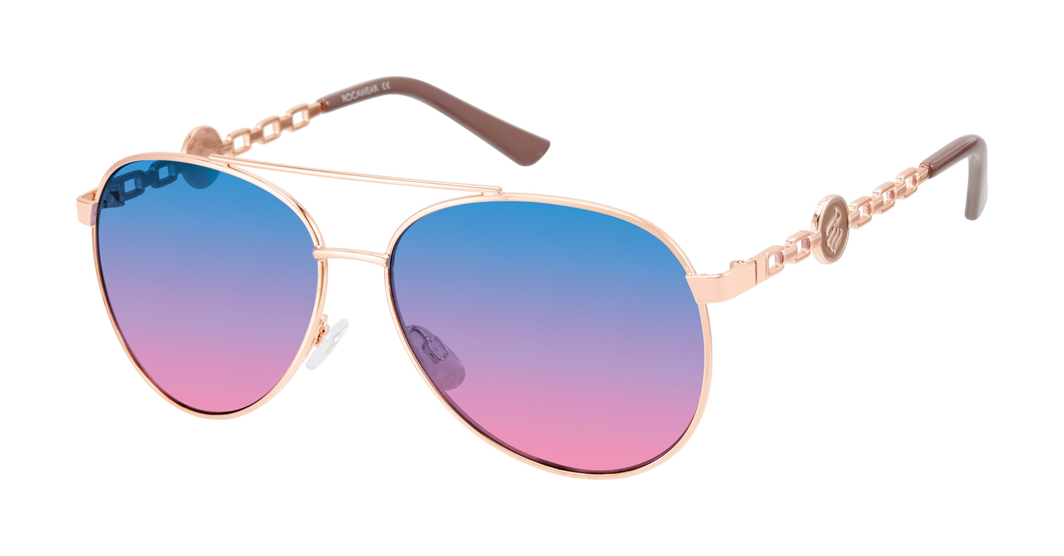 Rocawear White and Pink Sunglasses Rocawear Aviator Pilot Sunglasses Blue Pink Lens Silver  main image 4