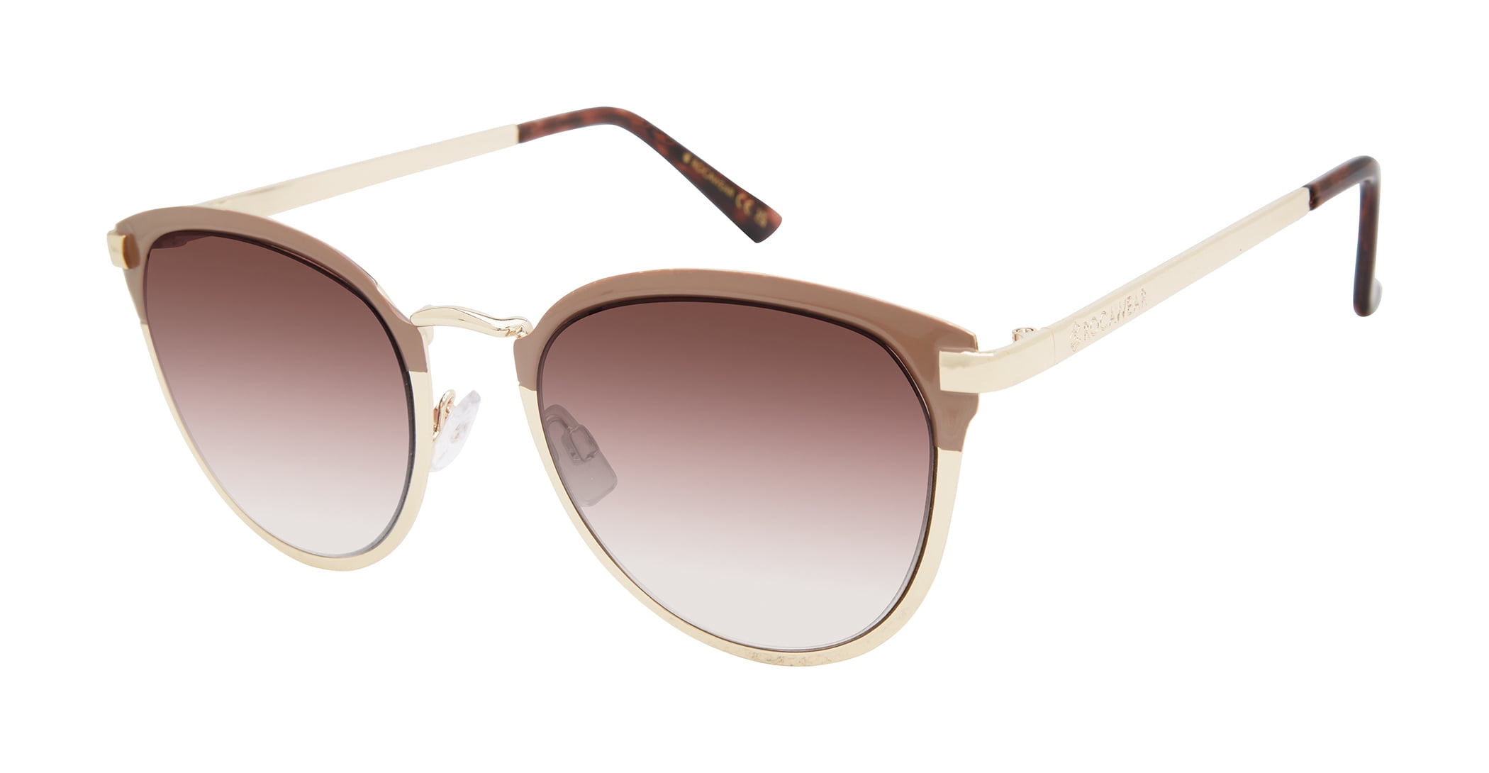Rocawear Women's R3364 Vintage Metal UV400 Protective Round Cat Eye Fashion Sunglasses, 55mm