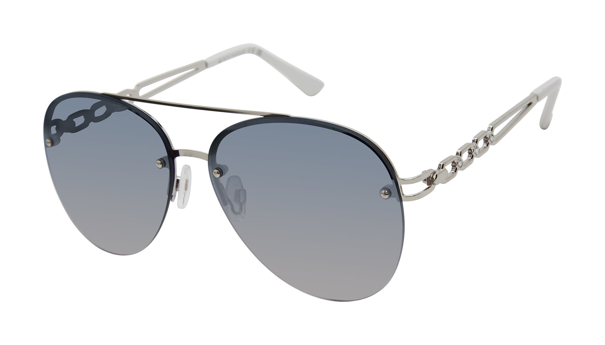 Rocawear Women's R3408 Semi Rimless Metal UV400 Protective Aviator Pilot Fashion Sunglasses, 62mm