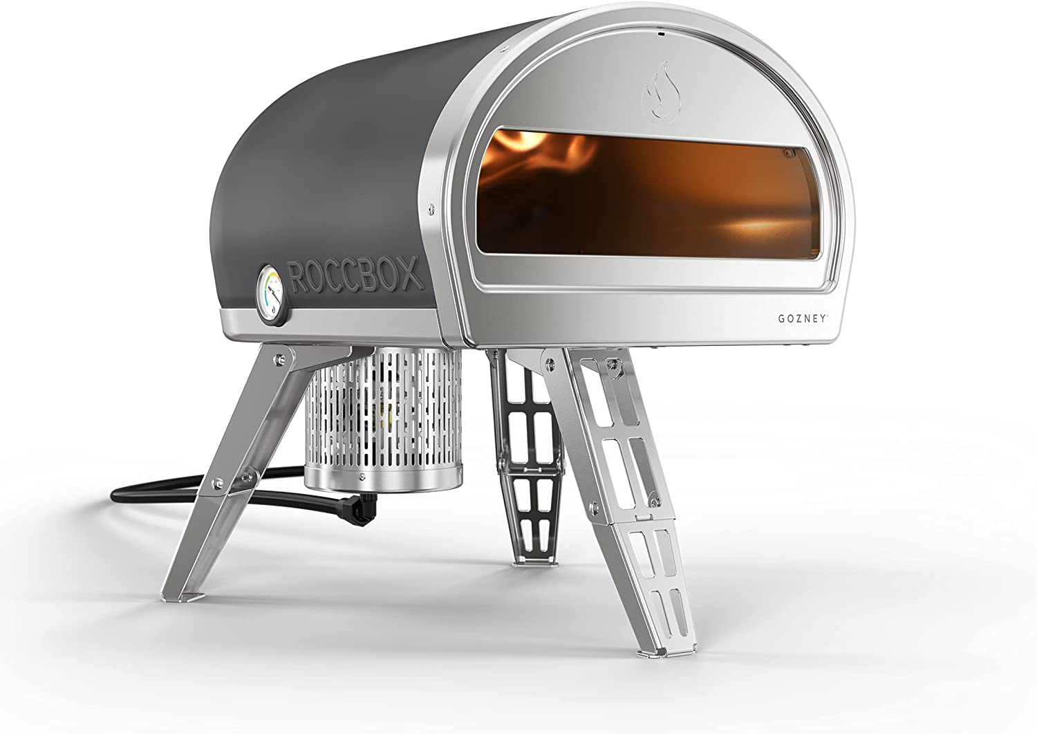 Roccbox Gozney Portable Outdoor Pizza Oven - Includes Professional Grade Pizza Peel, Built-in Thermometer and Safe Touch Silicone Jacket - Propane Gas Fired, with Rolling Wood Flame - (Grey) - image 1 of 7