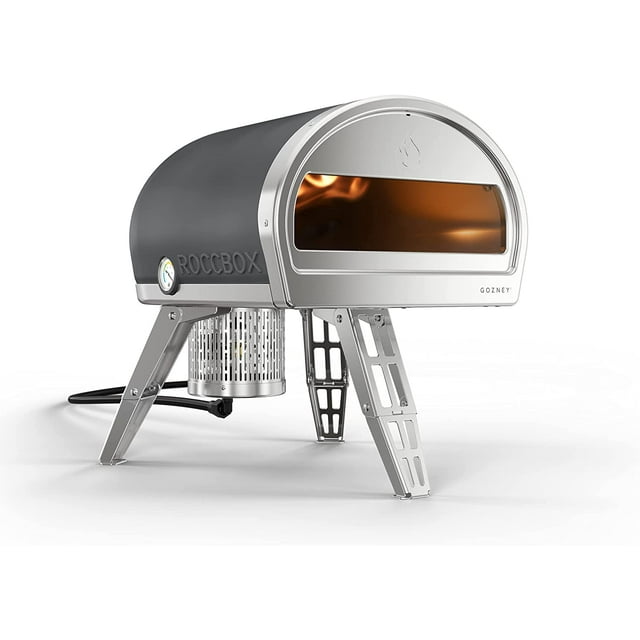 Roccbox Gozney Portable Outdoor Pizza Oven - Includes Professional Grade Pizza Peel, Built-in Thermometer and Safe Touch Silicone Jacket - Propane Gas Fired, with Rolling Wood Flame - (Grey)