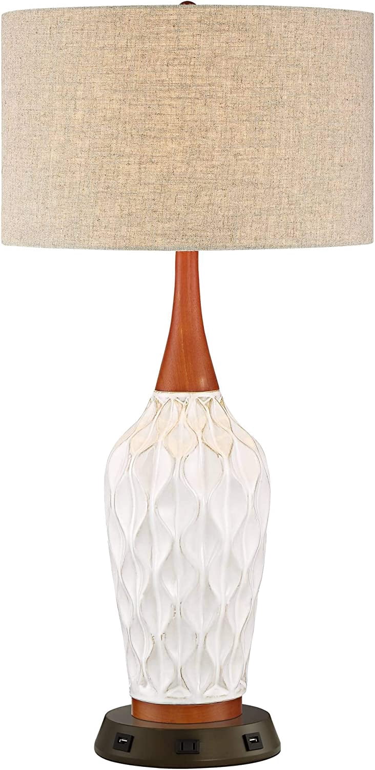 Rocco Mid Century Modern Table Lamp 30" Tall Ceramic Blue Teal Glaze ...