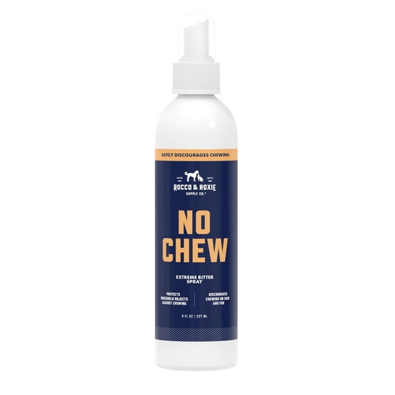 Rocco & Roxie No Chew Spray for Dogs, Bitter Dog Training Aid, Alcohol-Free Puppy Deterrent Formula with Calming Copaiba Oil, Safe Anti-Chew Solution for Skin, Furniture, Wounds & Plants - 8 oz