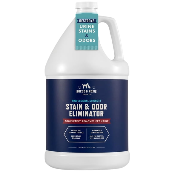 Rocco & Roxie Supply Co. Stain & Strong Odor Eliminator, Enzyme Cleaner, Pet Odor Eliminator for Home - Carpet Stain Remover for Cats & Dog Pee - Urine Destroyer - Carpet Cleaner Spray, 1-Gallon