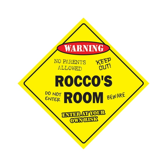 Rocco's Room Sign Crossing Zone Xing | Indoor/Outdoor | 14" Tall kids bedroom decor door children's name boy girl