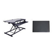 Rocelco 43 Tall Standing Desk Converter with Tablet Slot and Floor Mat - Black