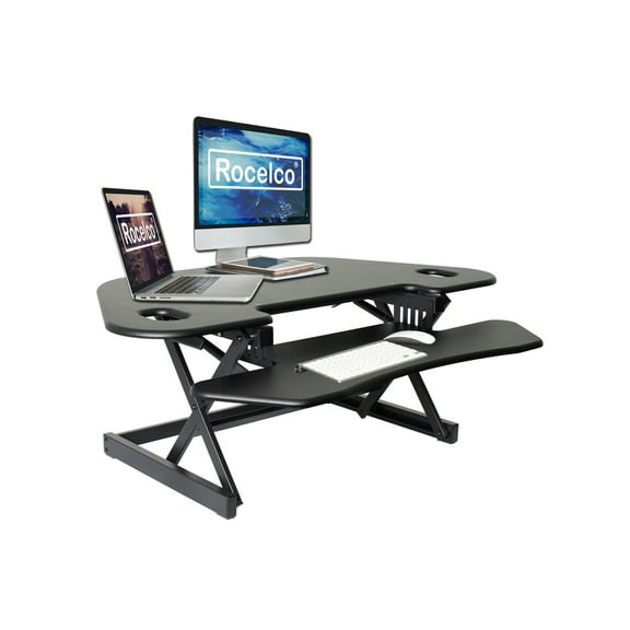 Rocelco 46" Adjustable Corner Standing Desk Converter Black (R CADRB-46)
